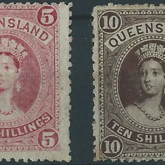 1882 5/- & 10/- large Chalons on thin paper. Both ...