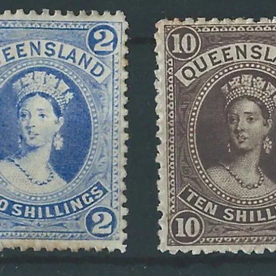 1886 2/- & 10/- large Chalons on thick paper. Both ...