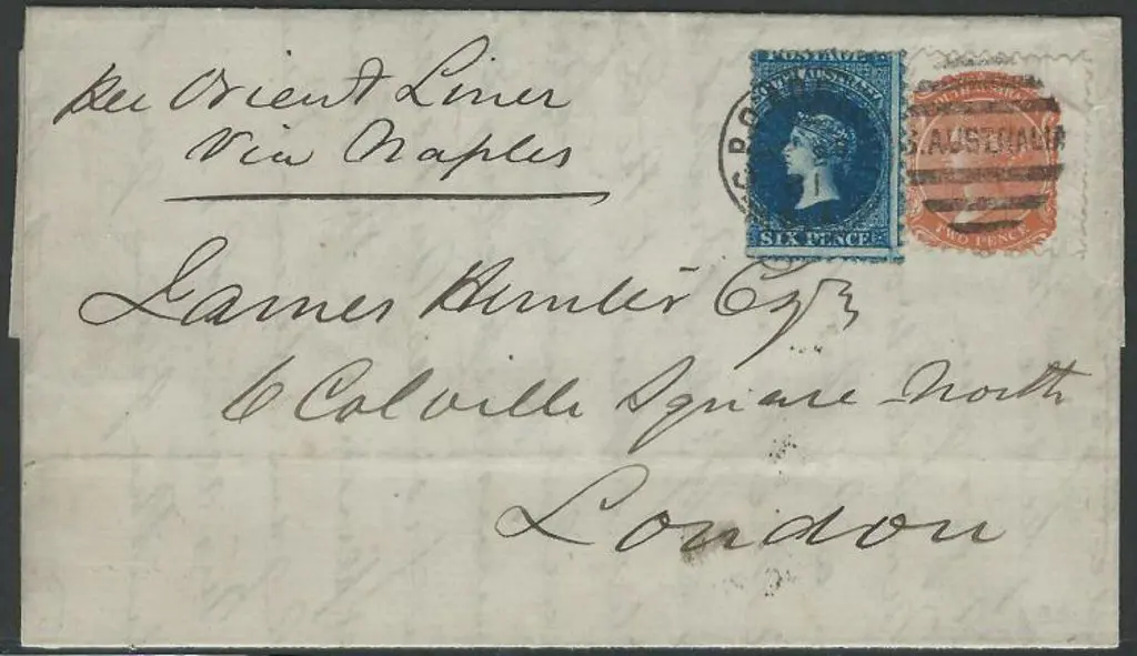 1881 entire to London from Adelaide with 2d & 6d ... Image 1++