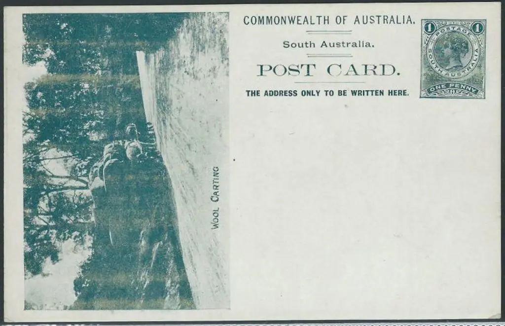 1908 QV 1d green-black Postcard with "WOOL ... Image 1++
