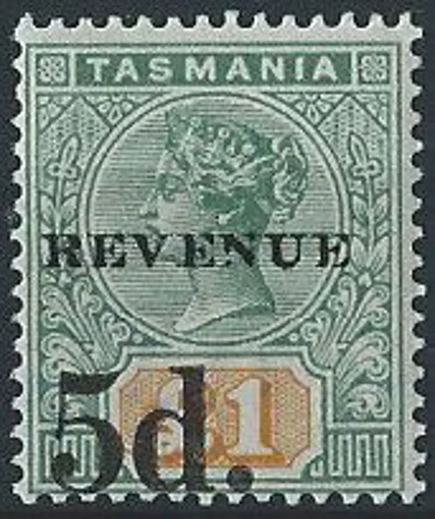 1900 £1 green & yellow QV ovptd "REVENUE 5d". ... Image 1++