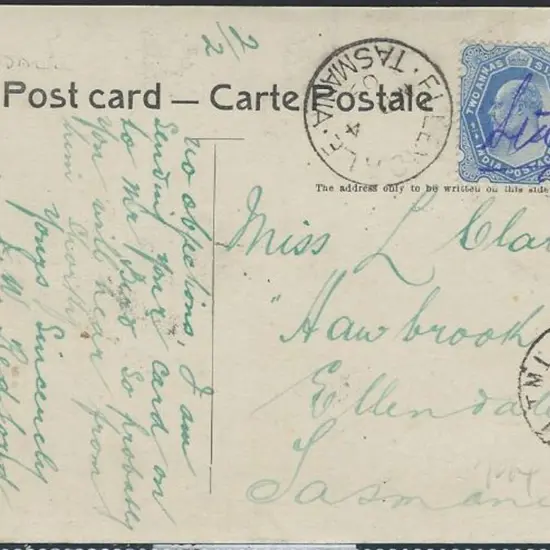 1909 inwards PPC from Bombay to Ellendale with 3p ...