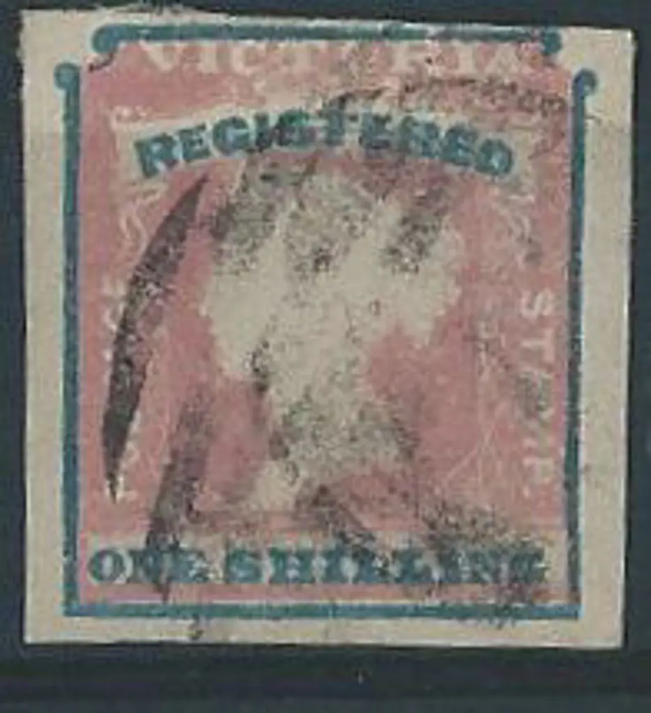 1854 ONE SHILLING REGISTERED rose-pink & blue. ... Image 1++