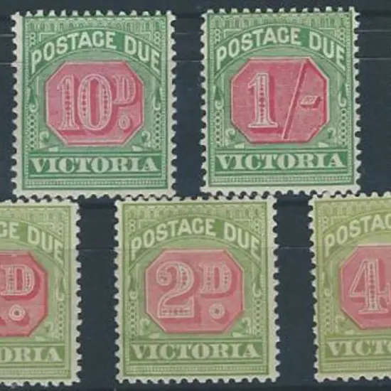 1895-1909 5d, 10d, 1/- & 2/- Postage Dues with V ...