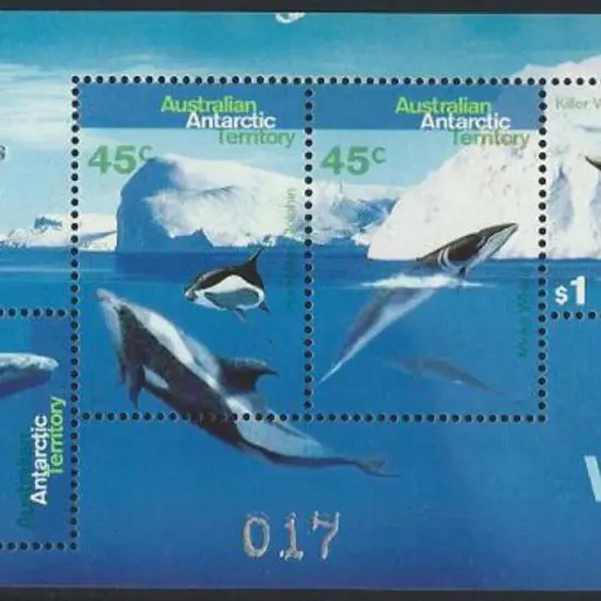1995 Whales & Dolphine M/S's ovptd "Carl Lewis ...