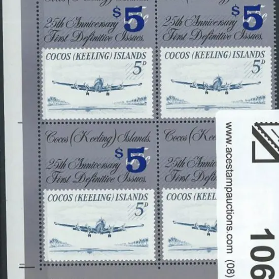 1990 $5 on 65c ovptd Constellation bottom left ...