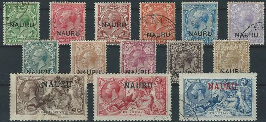 1916/23 "NAURU" ovpts to 10/- used. ½d & 1½d ... Image 1++