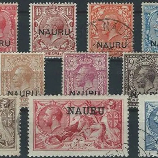 1916/23 "NAURU" ovpts to 10/- used. ½d & 1½d ...