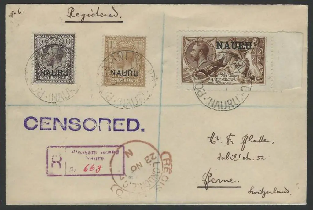 1917 (25th Sept) 2/6d brown Seahorse, 9d & 1/- KGV ... Image 1++