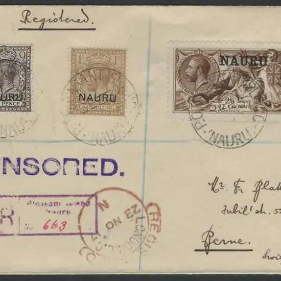 1917 (25th Sept) 2/6d brown Seahorse, 9d & 1/- KGV ...