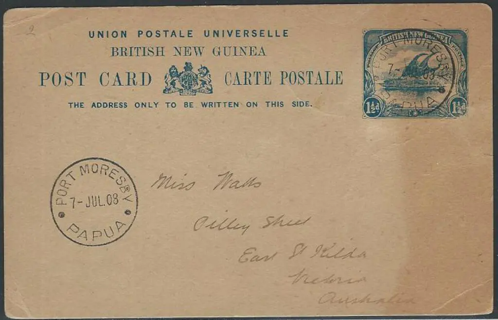 1901 1½d blue Postal Card used 7 JUL 1908 from ... Image 1++