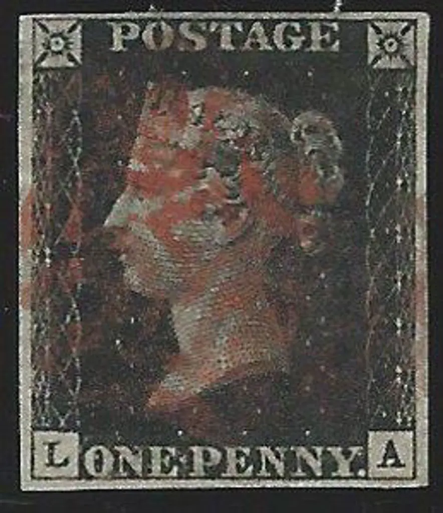 1840 1d intense black with red Maltese Cross ... Image 1++