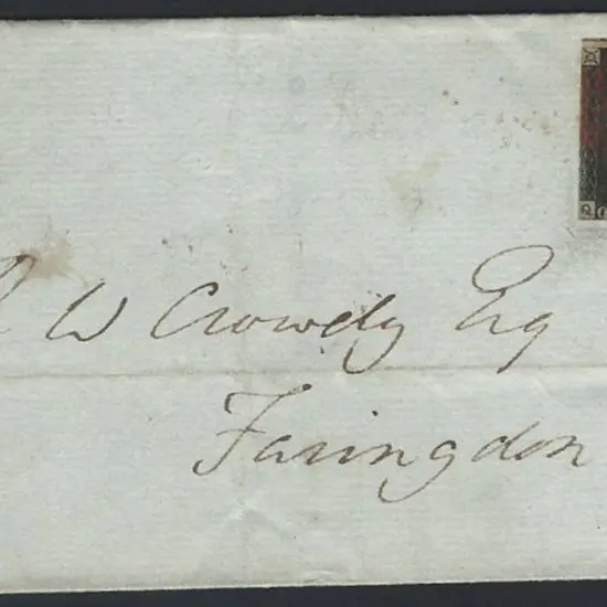 1840 1d black tied to cover by smudged red Maltese ...