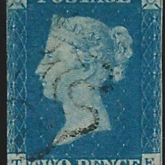 1840 2d pale blue with light, crisp Maltese Cross ...