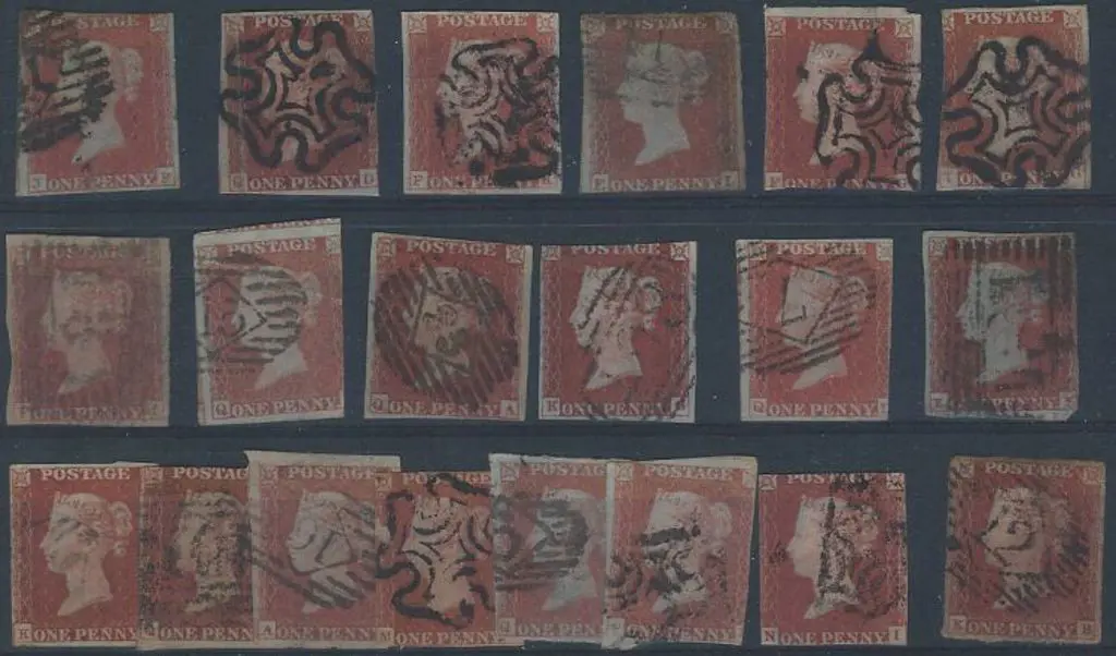 1841 1d red imperfs in a range of shades. Most ... Image 1++