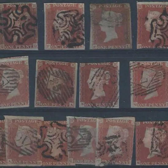 1841 1d red imperfs in a range of shades. Most ...