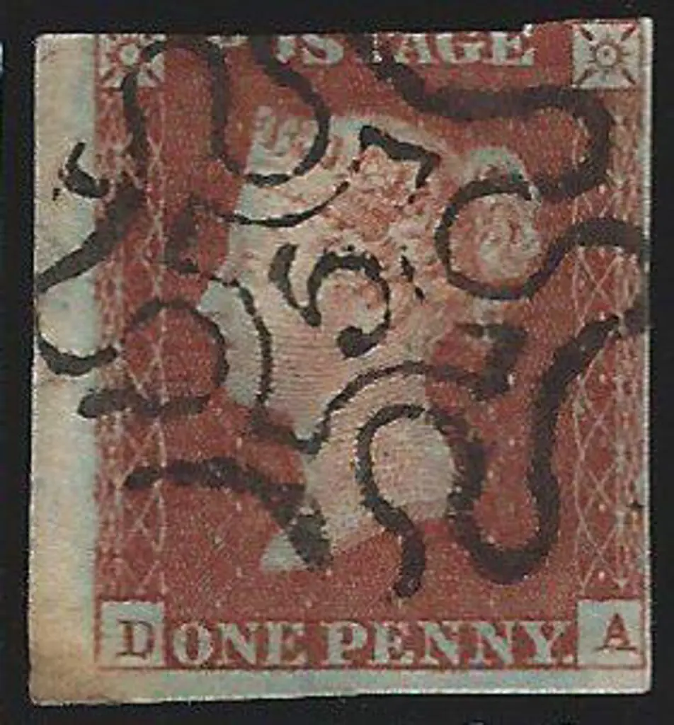 1841 1d red brown imperf set of 12 numbered ... Image 1++