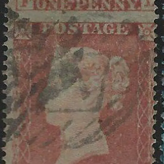 1854 1d red-brown QV with grossly mis-placed perfs ...