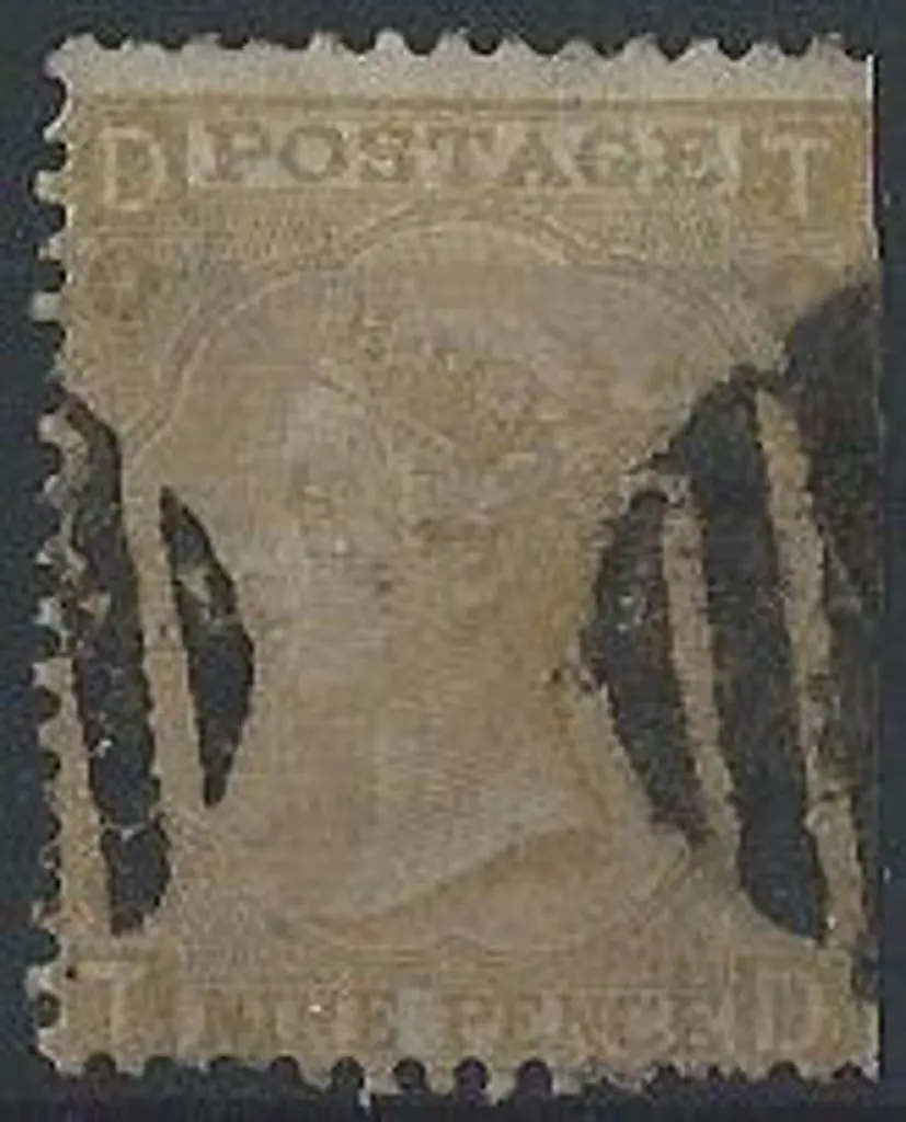 1862 9d straw QV neatly used with 2 partial barred ... Image 1++