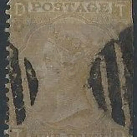 1862 9d straw QV neatly used with 2 partial barred ...