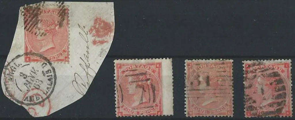 1862/64 4d bright red with wing margin, 4d pale ... Image 1++