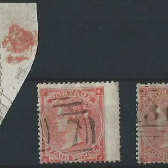 1862/64 4d bright red with wing margin, 4d pale ...