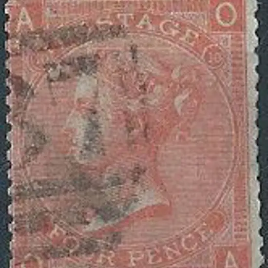1865 4d vermilion QV, Plate 10 with light partial ...