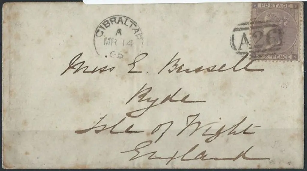 1865 (March) used abroad cover with 6d lilac ... Image 1++