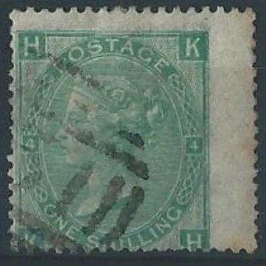 1865 1/- green QV F/U by light barred numeral ...