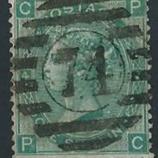 1865 1/- green QV good to F/U with numeral central ...