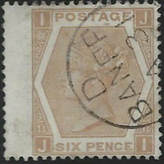 1872 6d pale buff QV, plate 11 with left wing ...