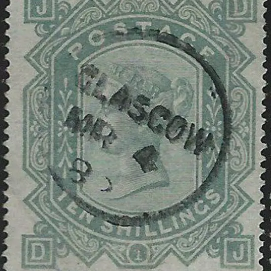1878 10/- greenish grey QV. Fine used with neat ...