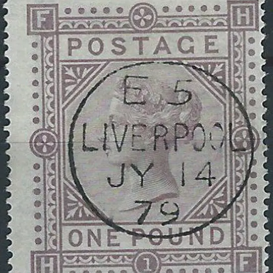 1878 £1 brown-lilac QV, Plate 1, Maltese Cross ...