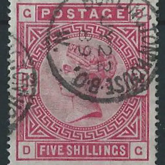 1883 5/- crimson Good to F/U by neat JY 22 89 ...