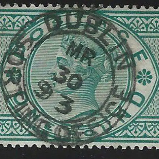 1891 £1 green QV F/U with central Dublin Sorting ...