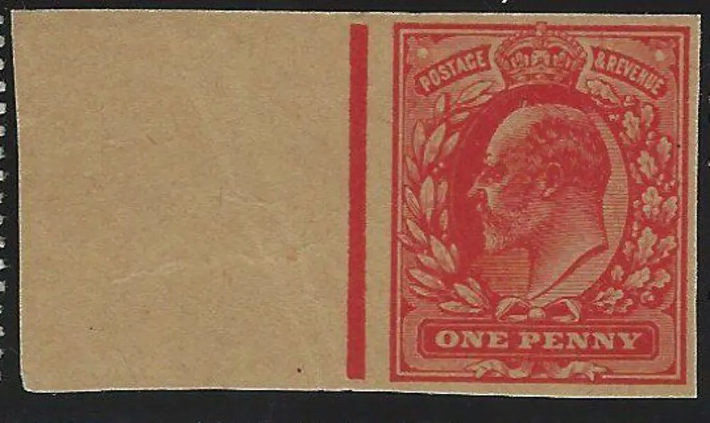 1902 1d KEVII Plate Proof in scarlet on buff ... Image 1++