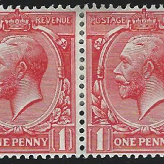 1912/24 1d bright scarlet pair with Royal Cypher ...