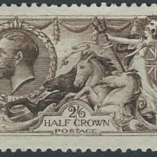 1913 2/6d sepia brown Seahorse Waterlow printing. ...