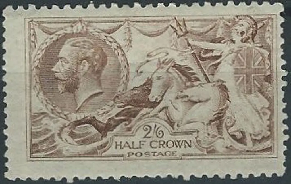 1915 2/6d yellow brown Seahorse DLR printing with ... Image 1++