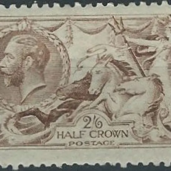 1915 2/6d yellow brown Seahorse DLR printing with ...