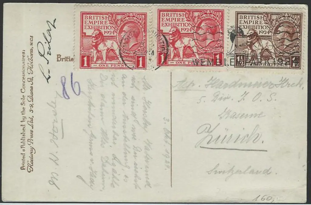 1924 British Empire Exhibition PPC addressed to ... Image 1++