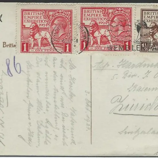 1924 British Empire Exhibition PPC addressed to ...