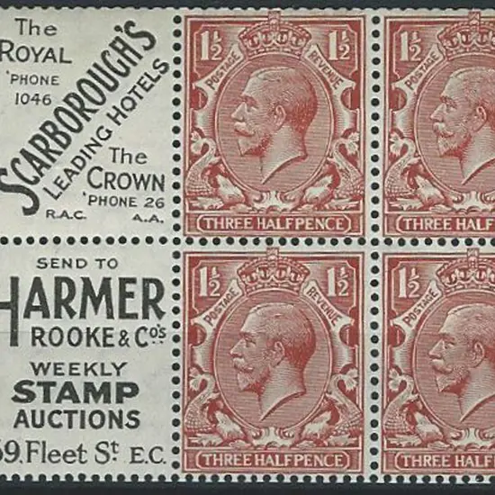 1924/26 1½d chestnut with Block cypher wmk booklet ...