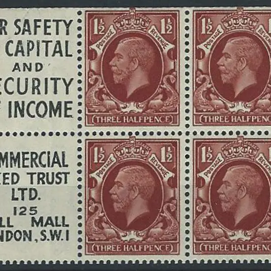 1934/36 1½d red-brown photogravure booklet pane of ...
