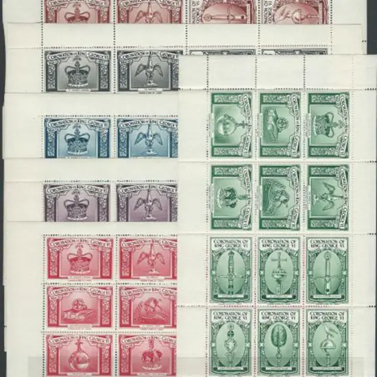 1937 KGVI Coronation set of 6 sheetlets of 12 ...