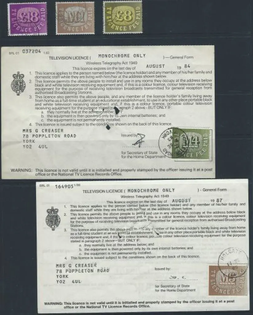 1977 (2), 1981, 1984 & 1987 TV Licence revenues, ... Image 1++