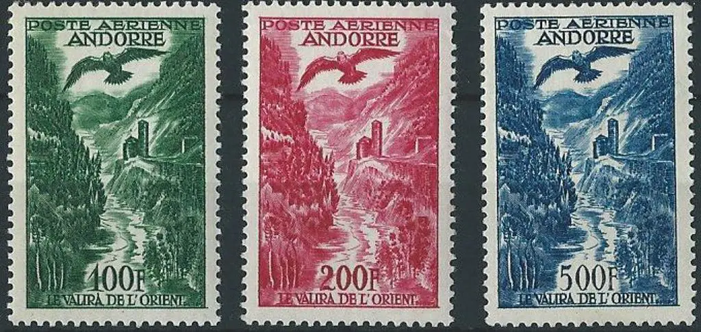 Andorra-French 1955/57 Airs MUH. Hint of a tone ... Image 1++