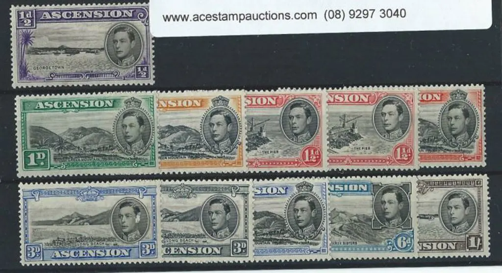 Ascension 1938/53 KGVI Pictorials short set to 1/- ... Image 1++