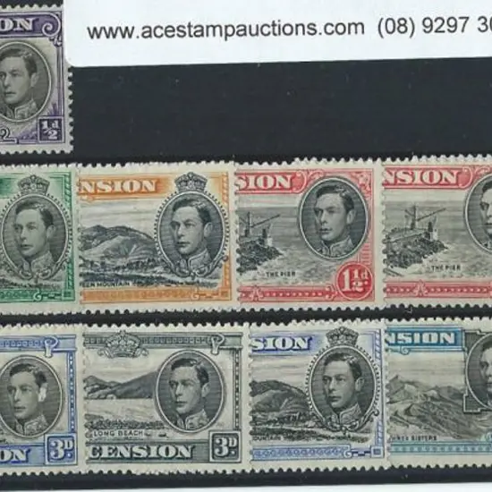 Ascension 1938/53 KGVI Pictorials short set to 1/- ...