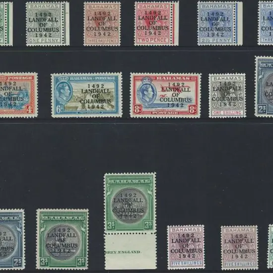 Bahamas 1942 Landfall of Columbus ovpt set of 14 ...